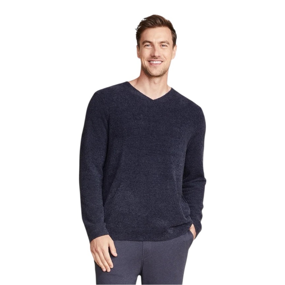 Barefoot Dreams CozyChic‎ Lite V-Neck Pullover Tidewater Soft Knit Men’s Small
